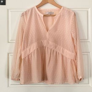 LOFT | Swiss Dot Lined Peplum Blouse